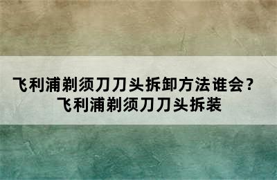 飞利浦剃须刀刀头拆卸方法谁会？ 飞利浦剃须刀刀头拆装